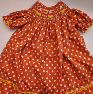 Smocked candy corn Halloween/ fall dress